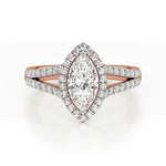 Mira | Marquise Cut Solitaire with Halo around it - Nivara