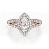 Mira | Marquise Cut Solitaire with Halo around it - Nivara