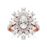 Flora | Oval-cut Solitaire with Pear & Round Side Stones - Nivara