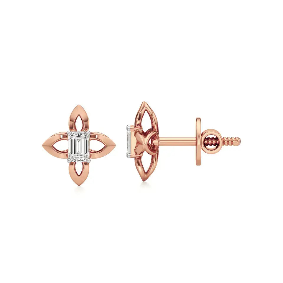 Nora | Emerald Solitaire Lab-Grown Diamond Studs - Nivara
