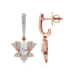 Flora | Pear & Round Lab-Grown Diamond Lotus Earrings - Nivara