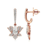 Flora | Pear & Round Lab-Grown Diamond Lotus Earrings - Nivara