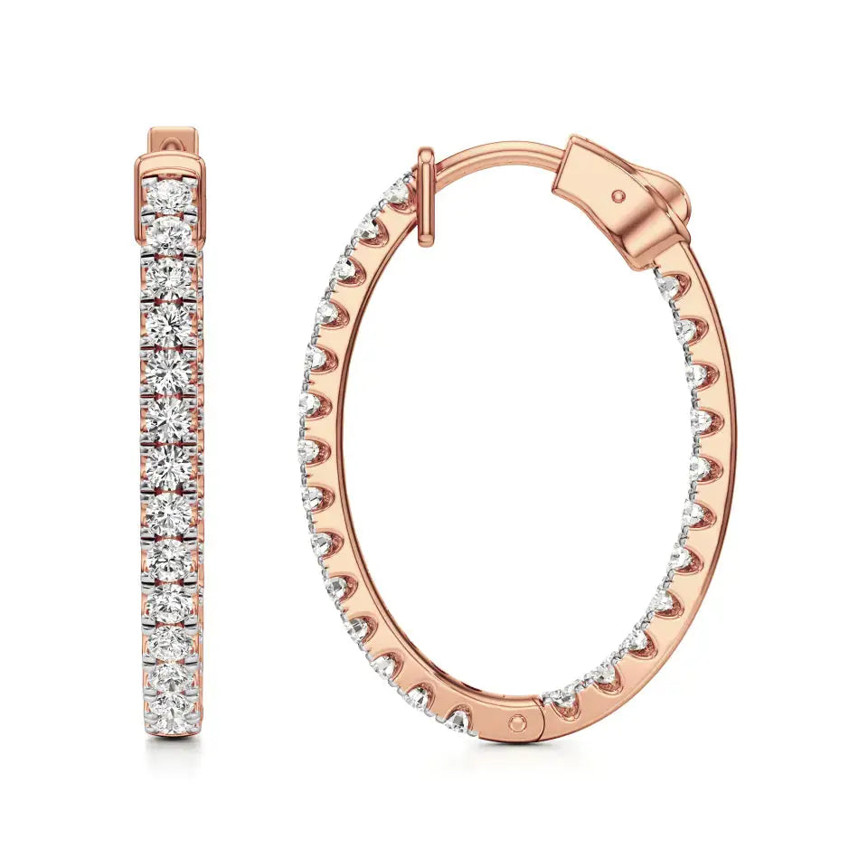 Mode | 32-Round Lab-Grown Diamond Inside-Outside Hoop Earrings - Nivara