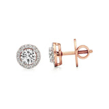 Mira | Round Solitaire Lab-Grown Diamond with Halo Studs - Nivara