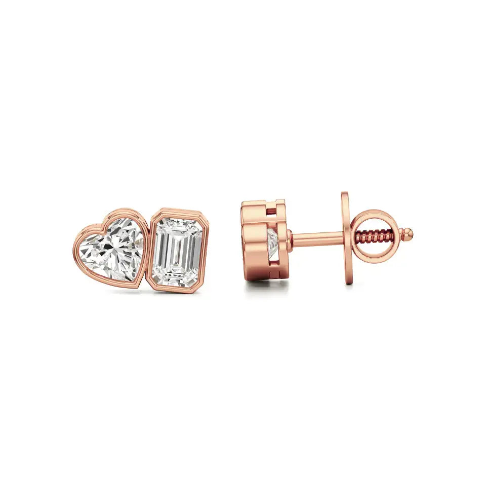 Mode | Hear & Emerald Duo Lab-Grown Diamond Studs - Nivara
