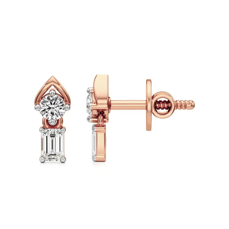 Mode | Round & Emerald Lab-Grown Diamond Drop Earrings - Nivara