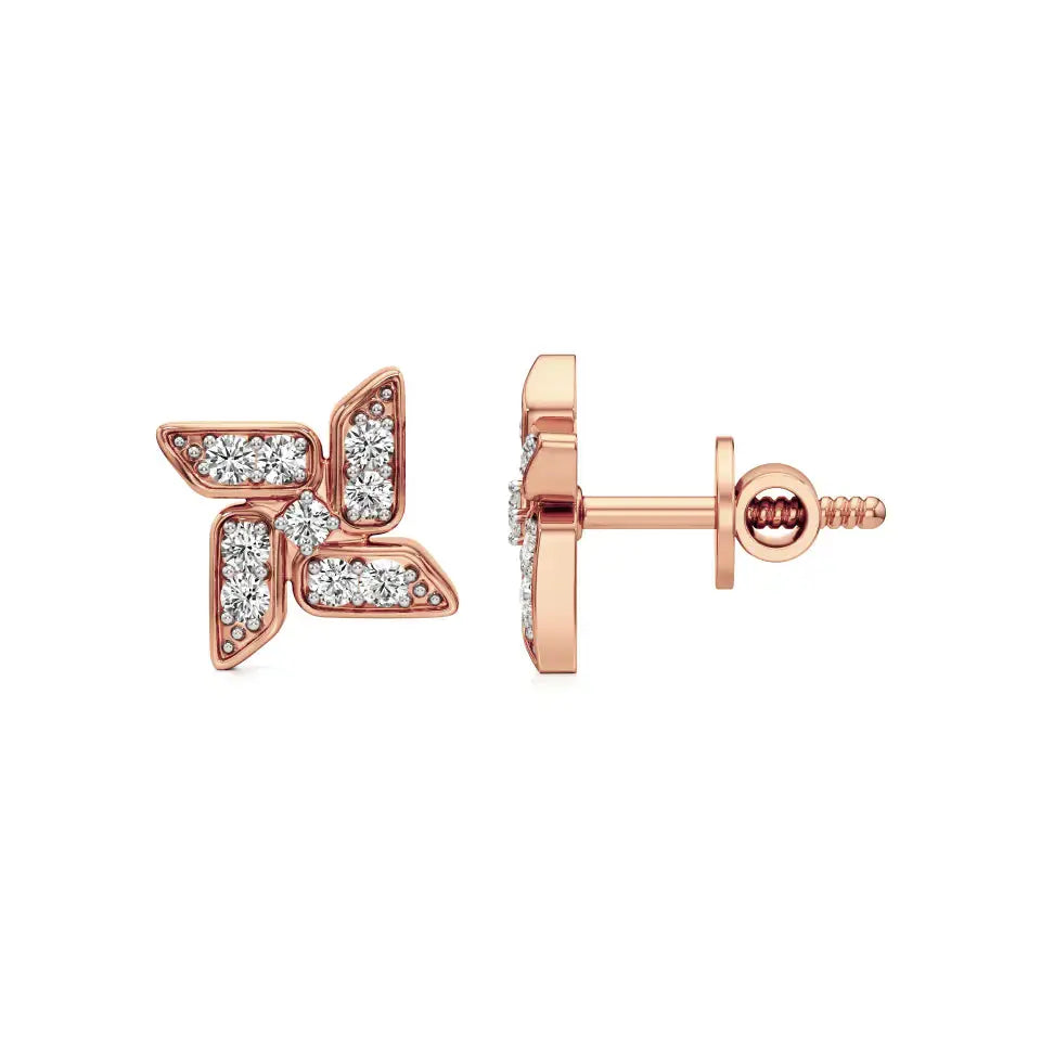Flora | Round Lab-Grown Diamonds on Floral Design Studs - Nivara