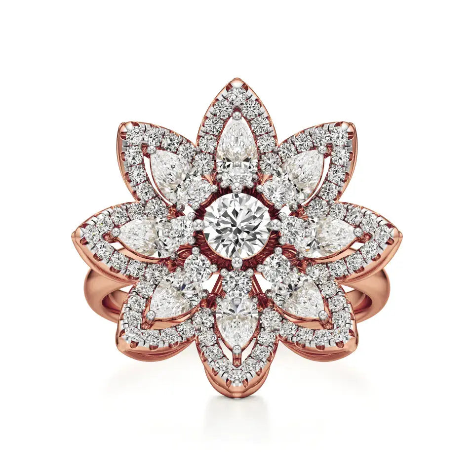 Flora | Round & Pear Lab-Grown Diamond Ring - Nivara