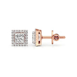 Mira | Princess-Cut Solitaire Lab-Grown Diamond with Halo Studs - Nivara