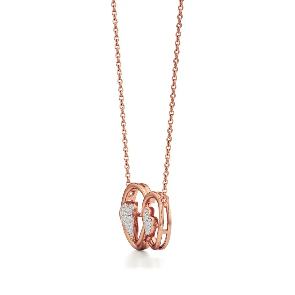 Sneh | Elegant Round Lab Grown Diamonds Dual Heart Pendant - Nivara