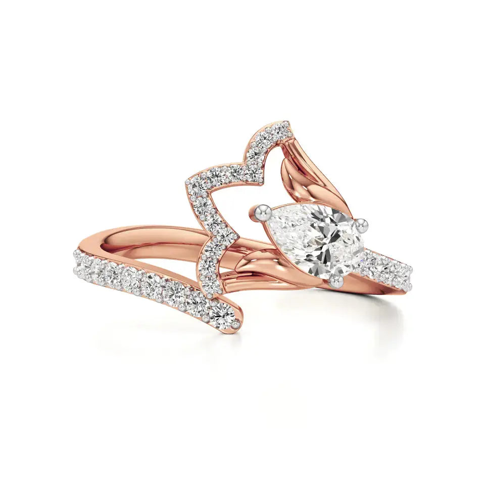 Flora | Round & Pear Lab-Grown Diamond Ring with Pav�� Accents - Nivara