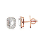 Mira | Emerald-Cut Solitaire Lab-Grown Diamond with Halo Studs - Nivara