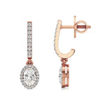 Mira | Oval & Round Lab-Grown Diamond Halo Dangle Earrings - Nivara