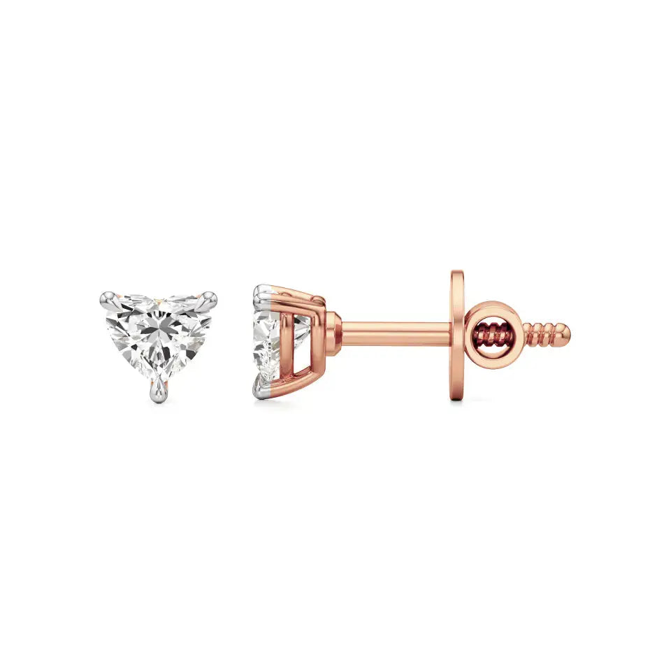 Sia | Three Prong Studs with Heart Shaped Solitaire Lab-Grown Diamond - Nivara