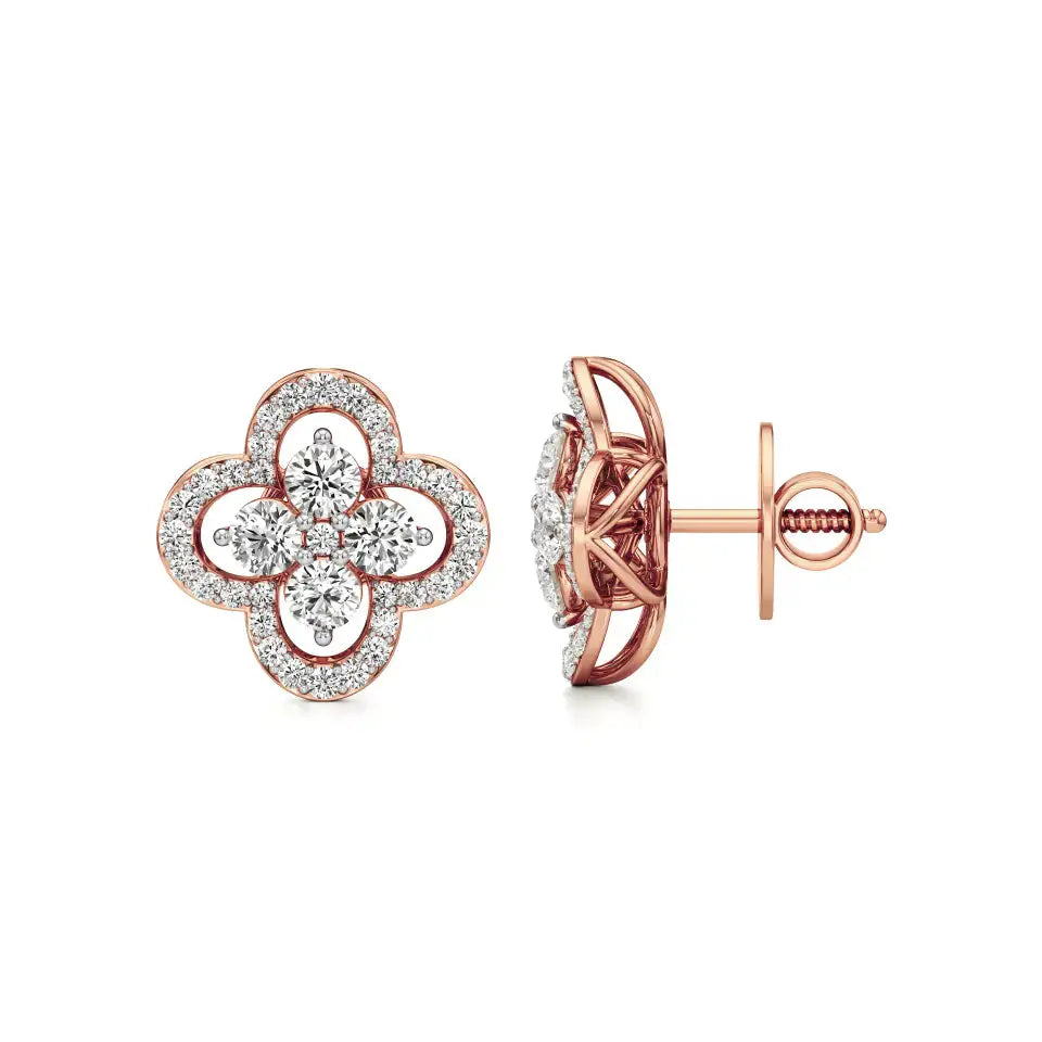 Flora | Round Lab-Grown Diamonds Quatrefoil Studs - Nivara