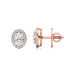 Mira | Oval-Cut Solitaire Lab-Grown Diamond with Halo Studs - Nivara