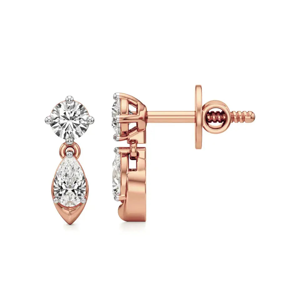 Vanya | Round and Pear Lab-Grown Diamonds Drop Earrings - Nivara