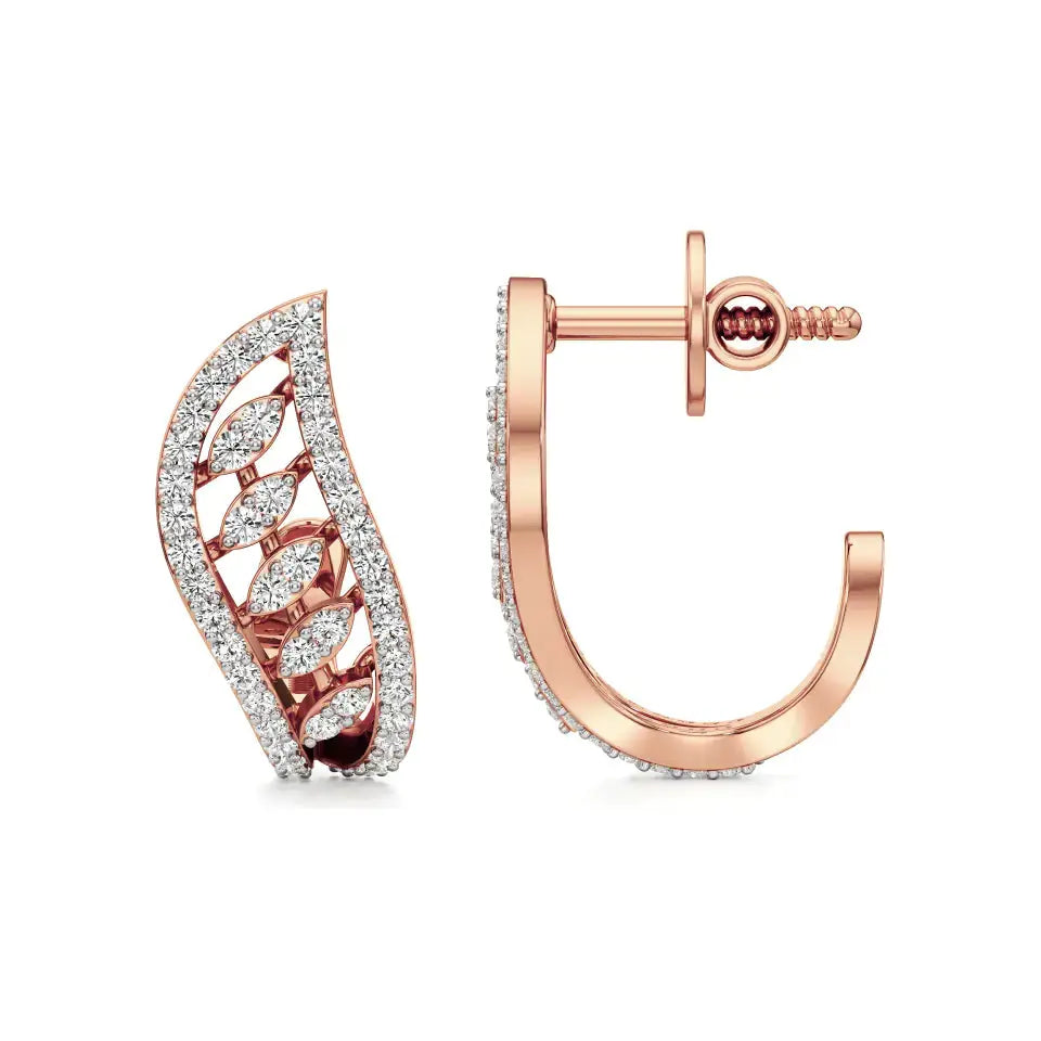 Jess | Round Lab-Grown Diamonds J-Shaped Hoops - Nivara
