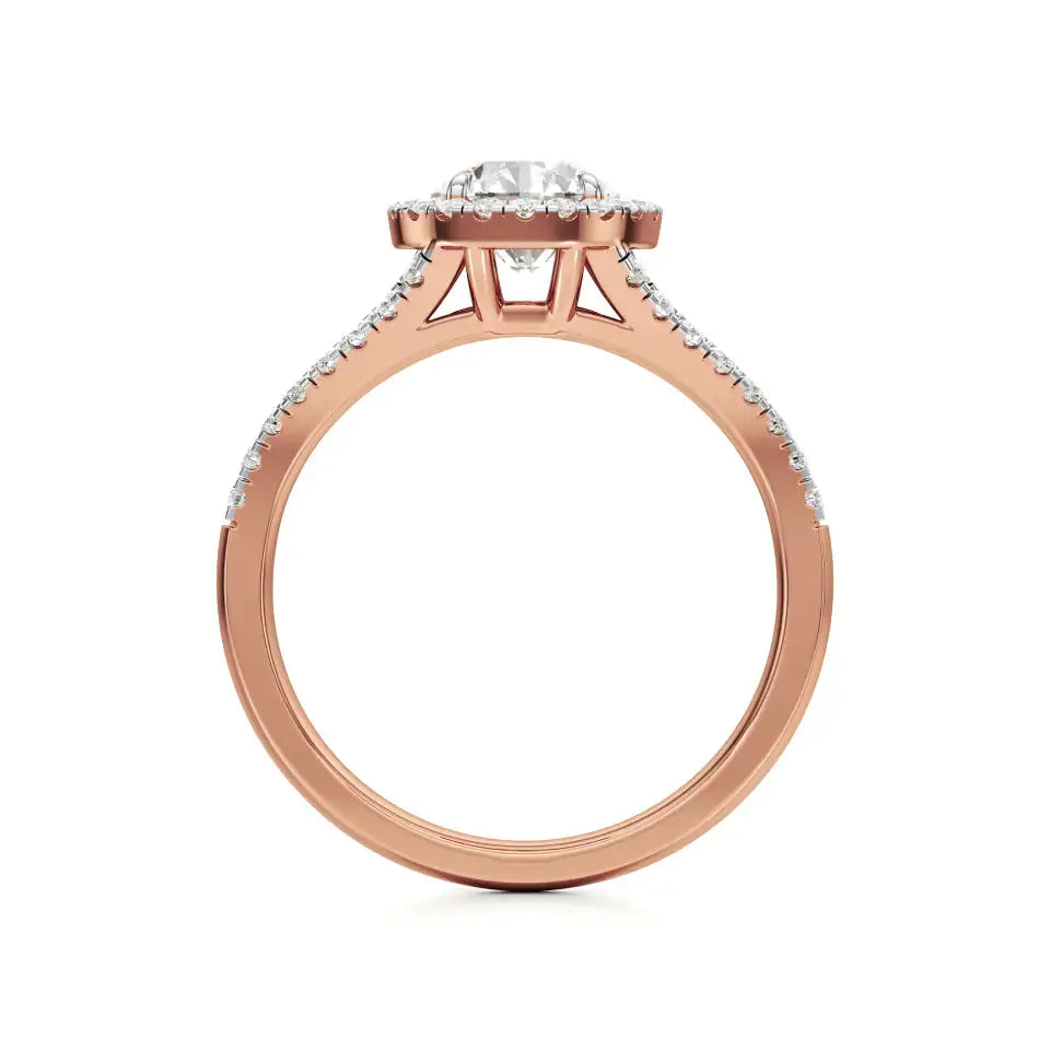 Mira | Round Solitaire with Halo Ring - Nivara