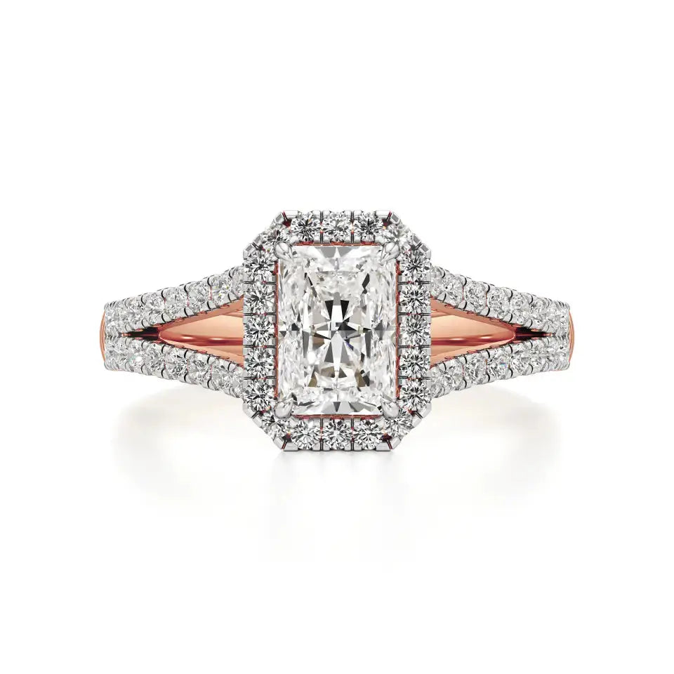 Mira | Emerald Cut Solitaire with Halo - Nivara
