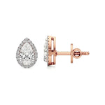 Mira | Pear-Cut Solitaire Lab-Grown Diamond with Halo Studs - Nivara