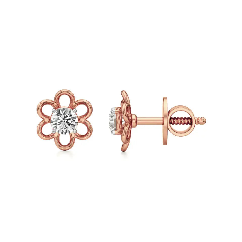 Flora | Round Lab-Grown Diamond Floral Studs - Nivara