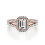 Mira | Round & Emerald Lab-Grown Diamond Halo Ring - Nivara