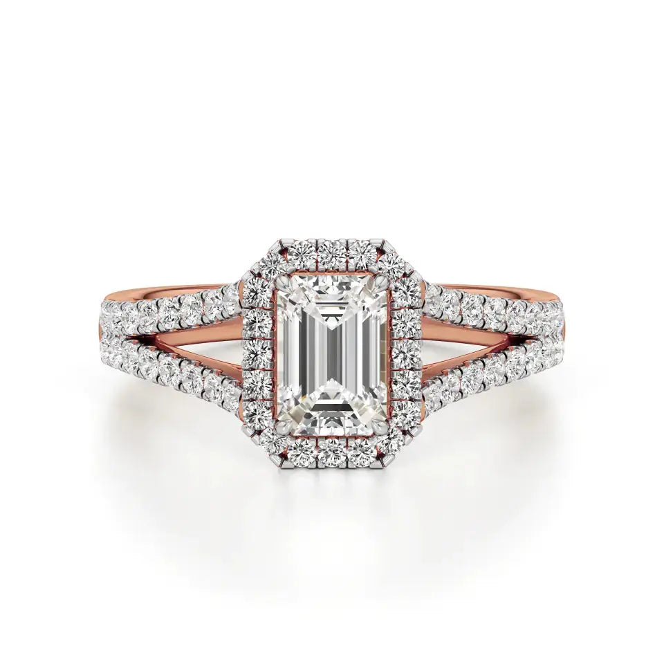 Mira | Round & Emerald Lab-Grown Diamond Halo Ring - Nivara