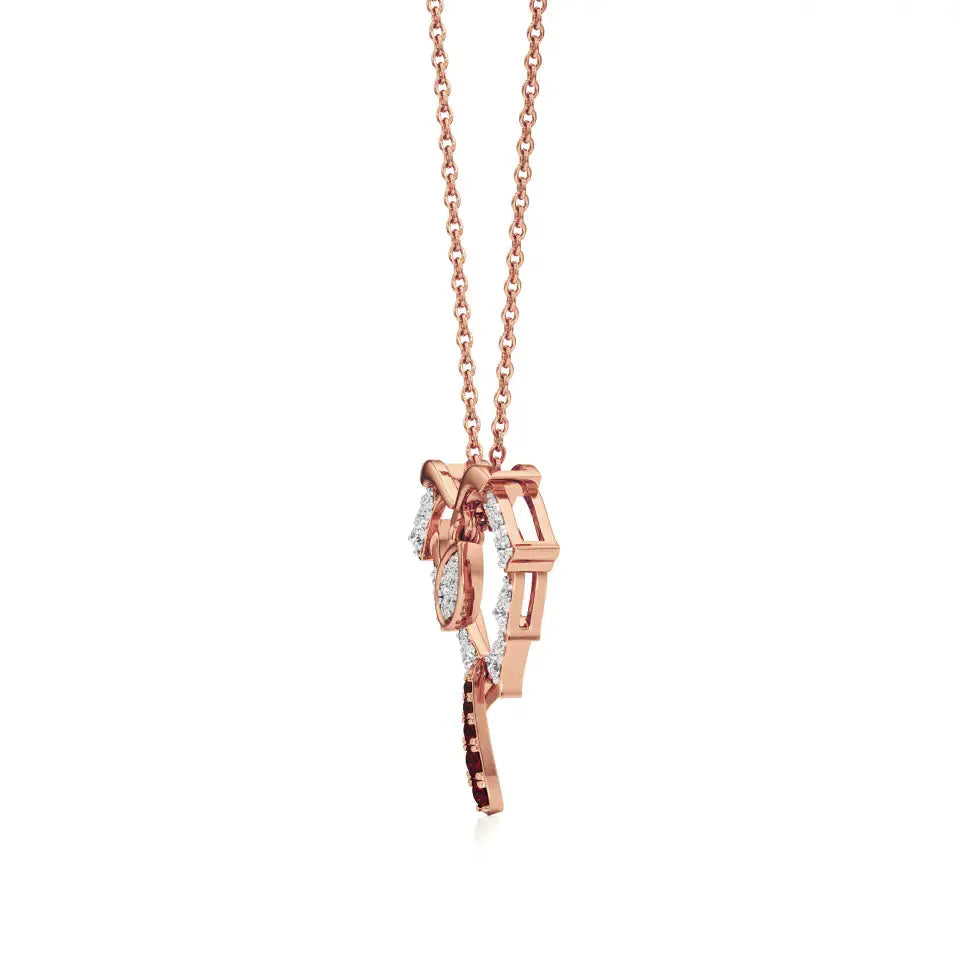 Sneh | Round Lab Grown Diamonds with Ruby Heart Pendant - Nivara