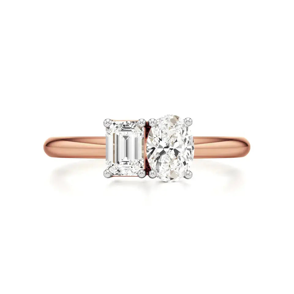 Toi et Moi | Oval & Emerald Lab-Grown Diamond Ring - Nivara