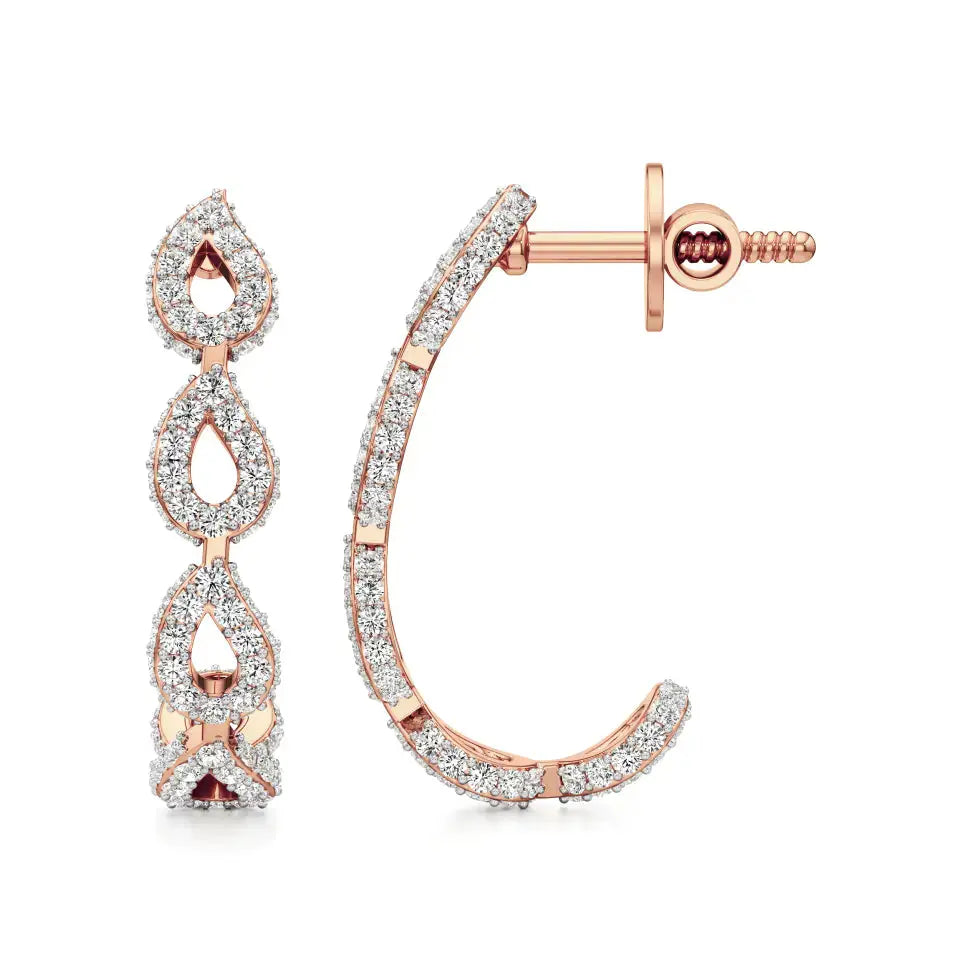 Jess | Round Lab-Grown Diamonds J-Shaped Hoops - Nivara