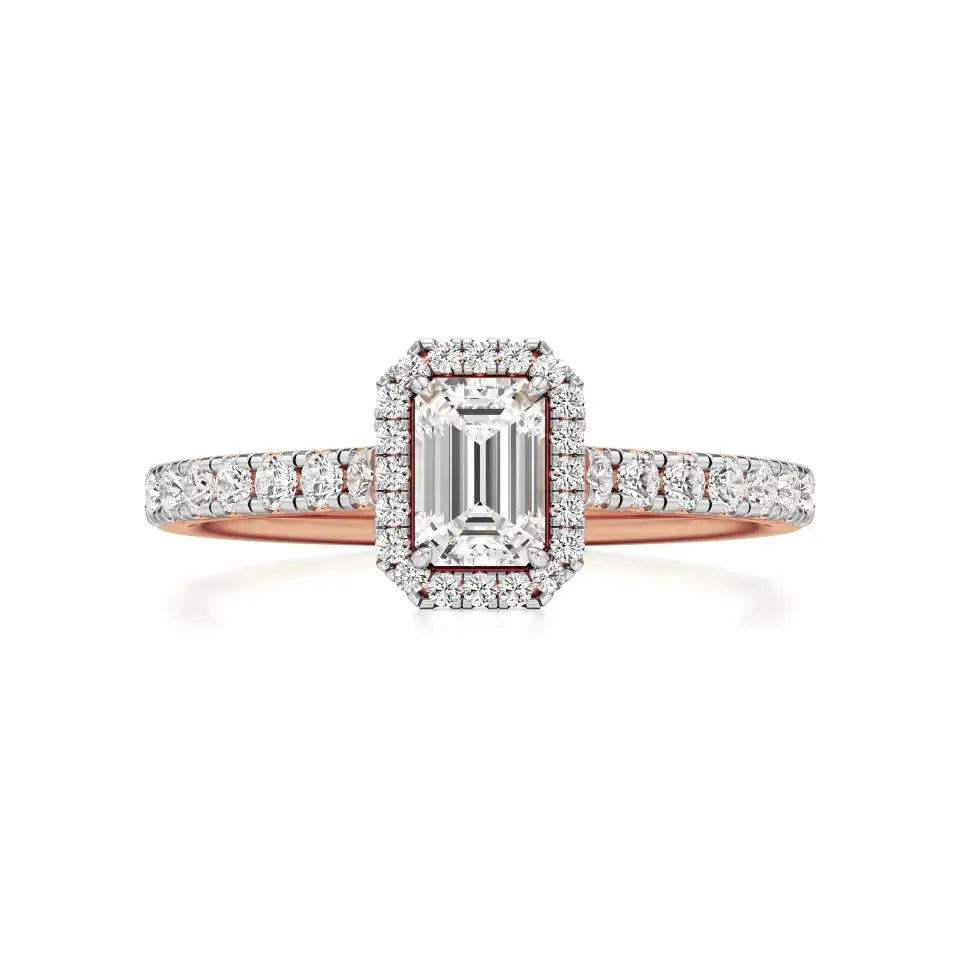 Mira | Emerald Lab-Grown Diamond Halo Ring - Nivara