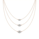 Elara | Marquise & Round Lab Grown Diamonds Halo Triple Layered Necklace - Nivara