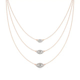 Elara | Marquise & Round Lab Grown Diamonds Halo Triple Layered Necklace - Nivara