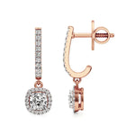 Mira | Cushion & Round Lab-Grown Diamond Halo Dangle Earrings - Nivara