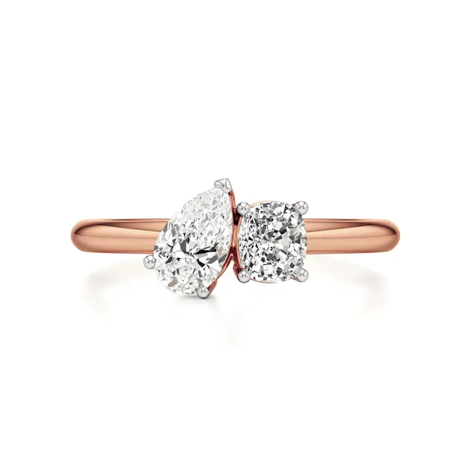 Toi et Moi | Pear & Cushion Lab-Grown Diamond Ring - Nivara
