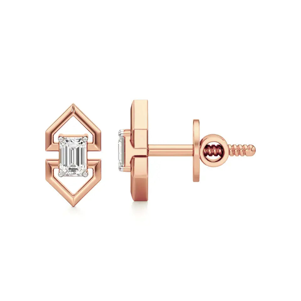 Mode | Emerald Solitaire Lab-Grown Diamond Studs - Nivara