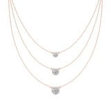 Elara | Round Lab Grown Diamonds with Halo Three Chain Necklace