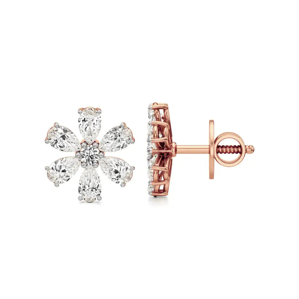 Flora | Pear & Round Lab-Grown Diamond Floral Studs - Nivara