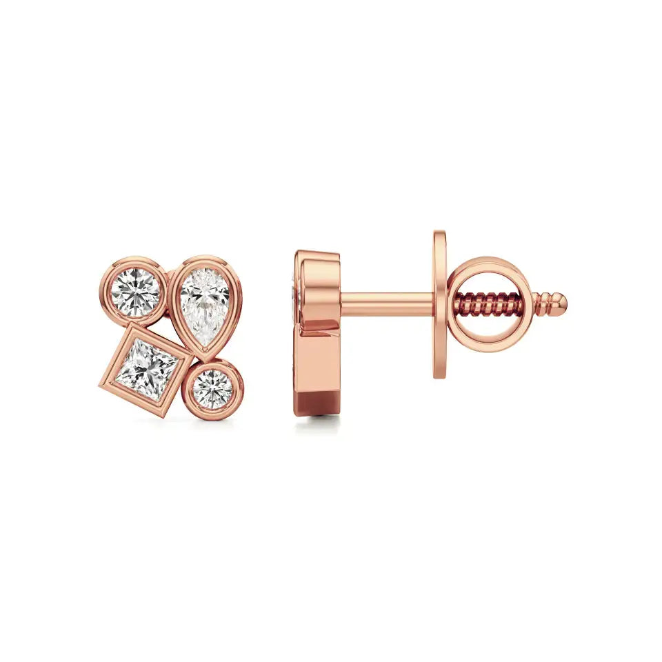 Celestia | Princess, Round and Pear Lab-Grown Diamonds Studs - Nivara