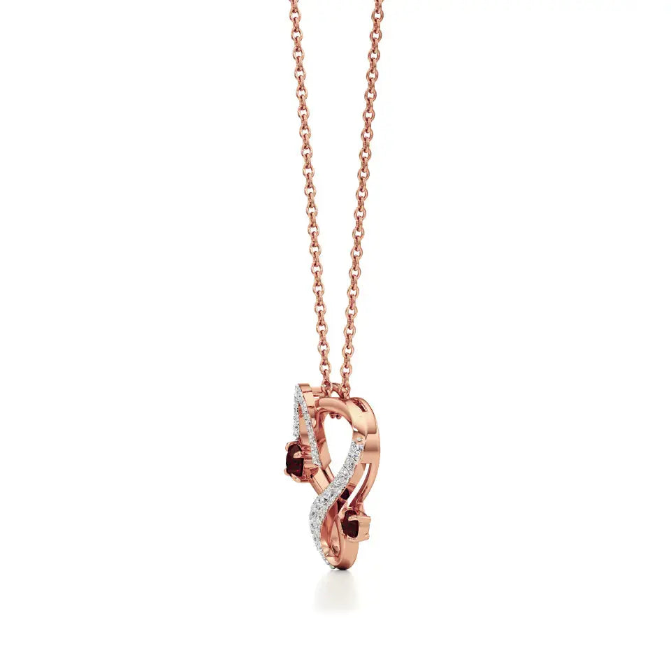 Sneh | Ruby & Round Lab Grown Diamonds Heart Pendant - Nivara