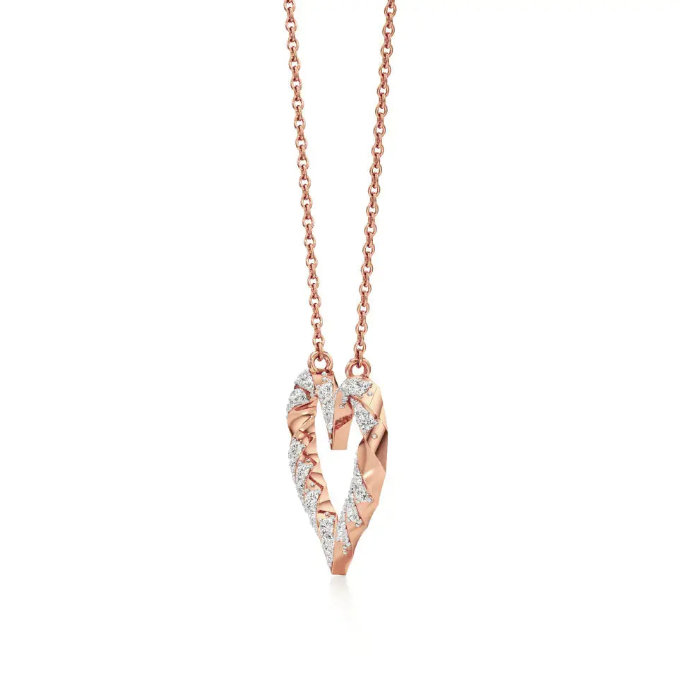 Sneh | Round Lab Grown Diamonds Twisted Heart Pendant - Nivara