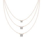 Elara | Princess & Round Lab Grown Diamonds Halo Triple Layered Necklace - Nivara