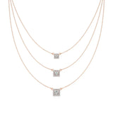 Elara | Princess & Round Lab Grown Diamonds Halo Triple Layered Necklace - Nivara