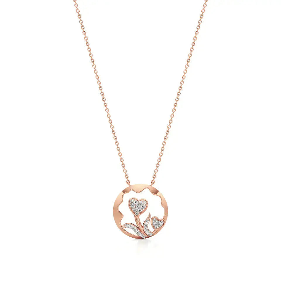 Sneh | Round Lab Grown Diamonds Dual Heart Pendant - Nivara