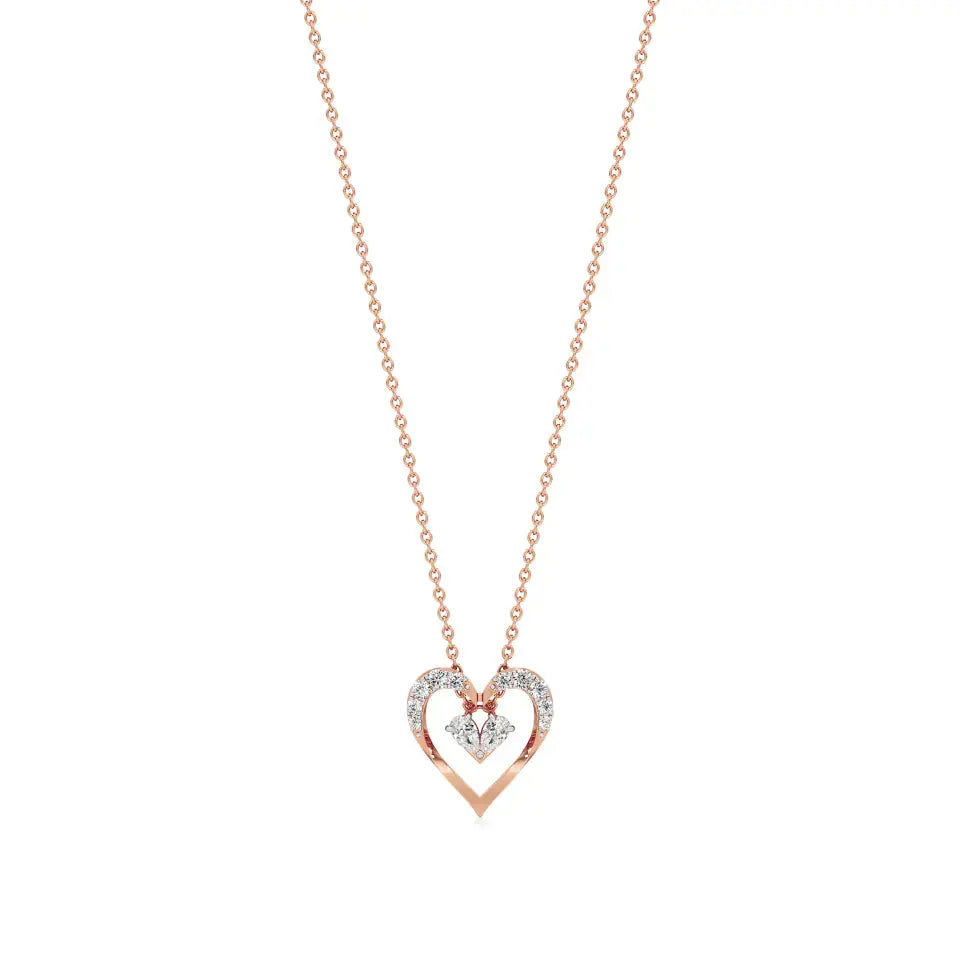 Sneh | Classic Round & Pear Lab Grown Diamonds Heart Pendant - Nivara
