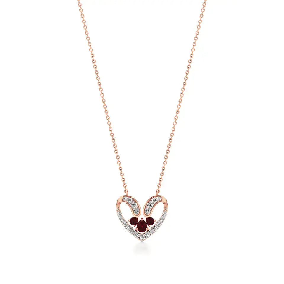 Sneh | Ruby & Lab Grown Diamonds Heart Pendant - Nivara