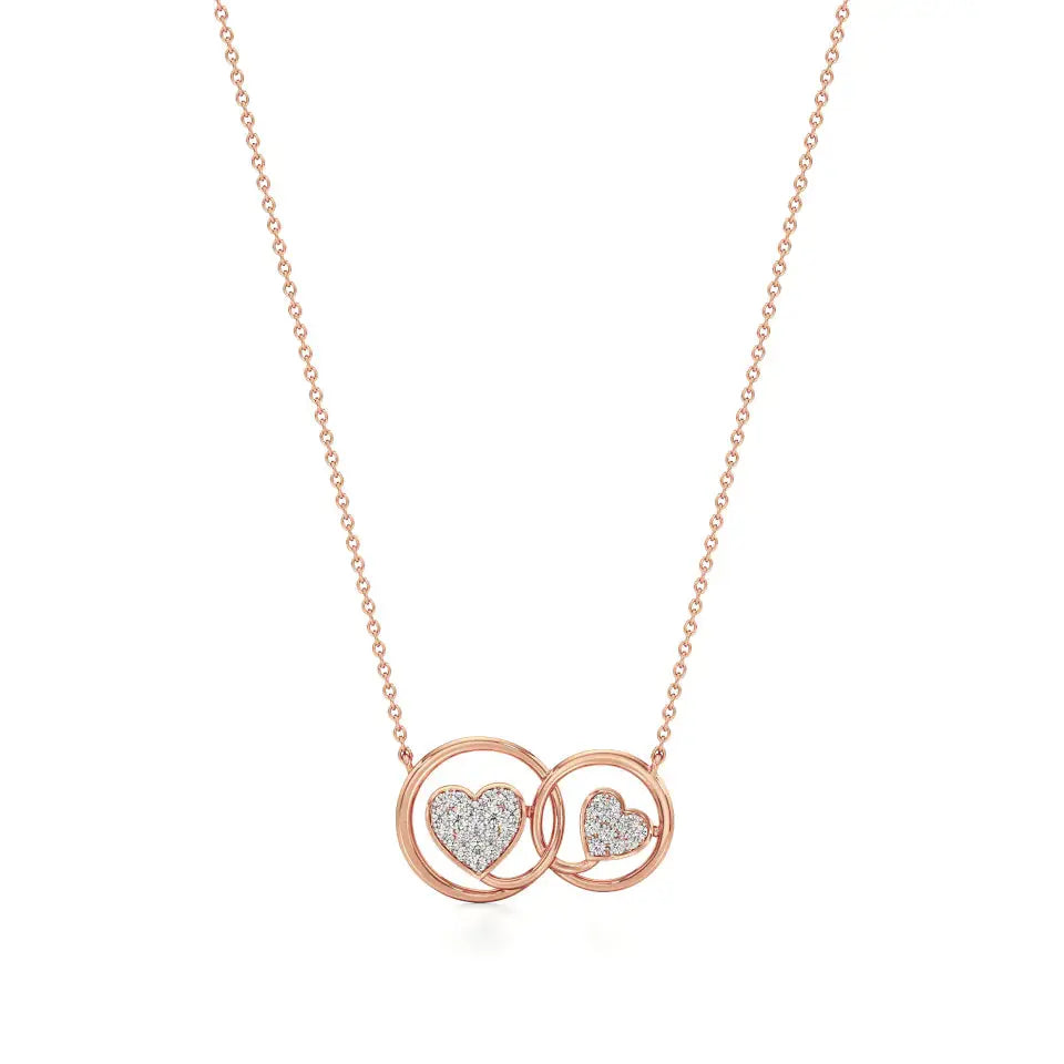 Sneh | Elegant Round Lab Grown Diamonds Dual Heart Pendant - Nivara