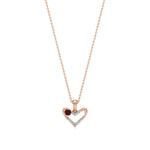 Sneh | Round Lab Grown Diamonds with Round Ruby Accent Heart Pendant - Nivara