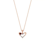 Sneh | Round Lab Grown Diamonds with Round Ruby Accent Heart Pendant - Nivara